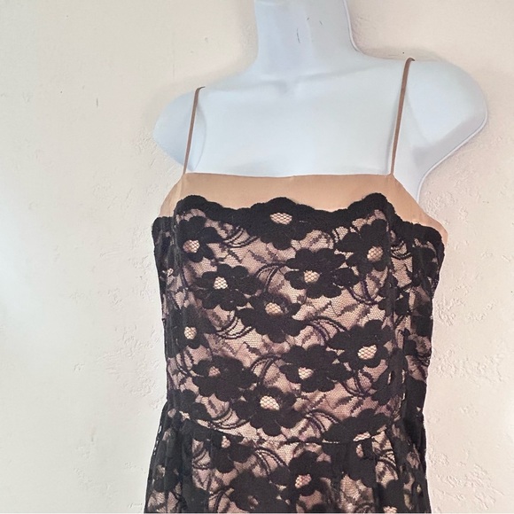 Vintage 90s Y2K Black Lace Satin Dress size M - Picture 5 of 13